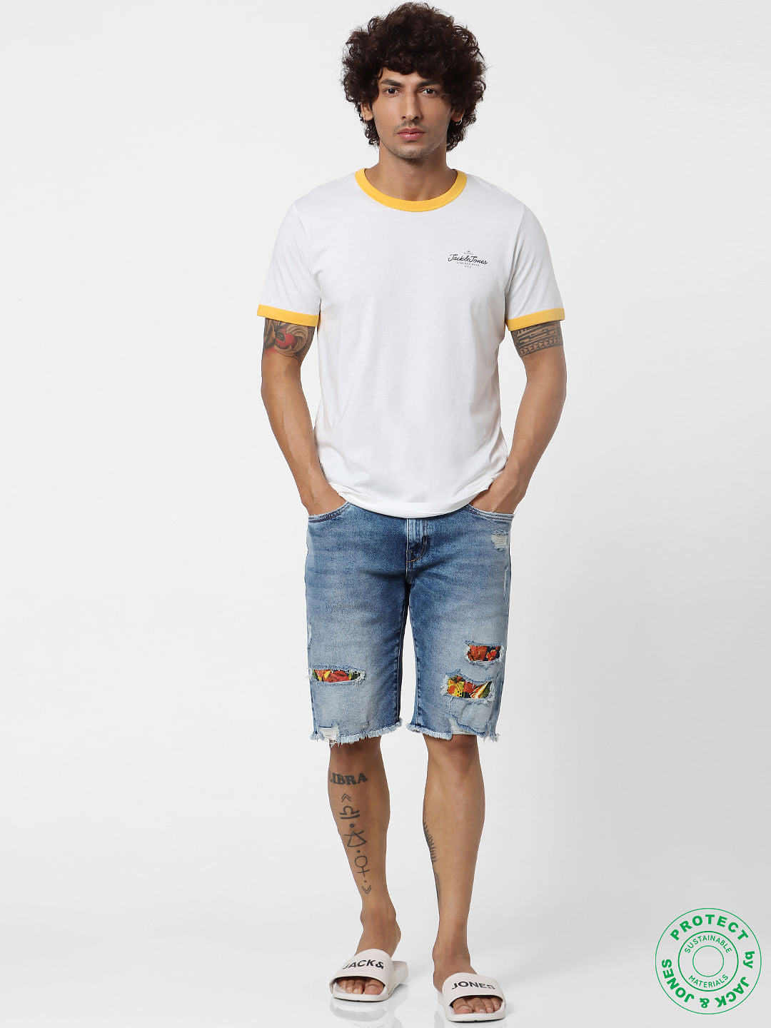 White Tipping Crew Neck T-shirt