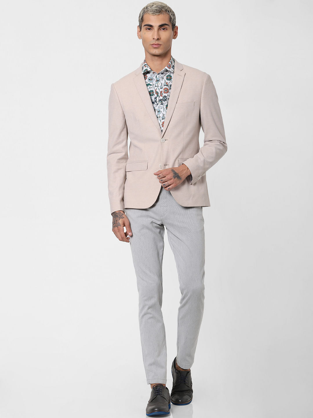 Grey Low Rise Textured Pants - 28/30