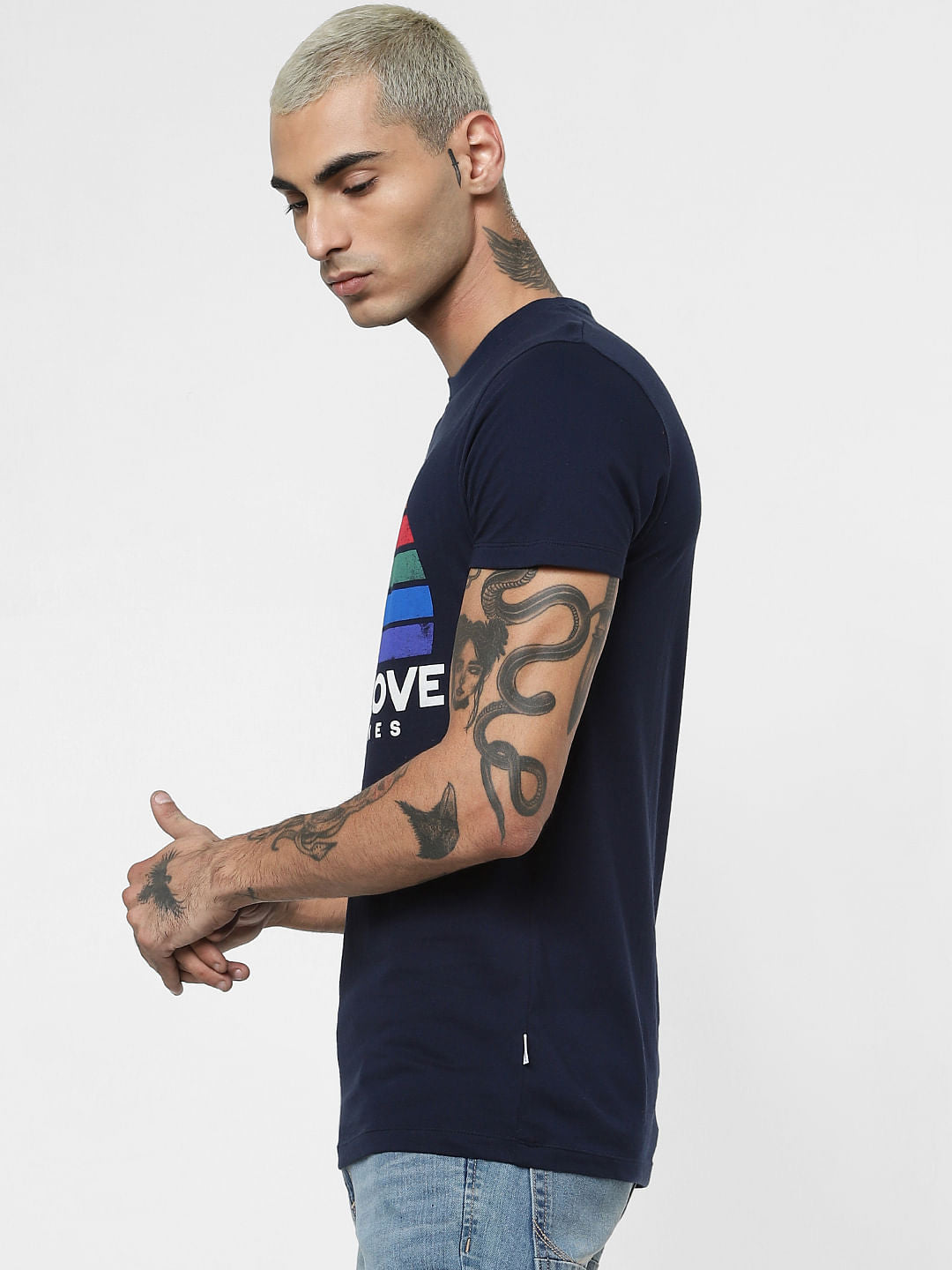 Blue Pride Rainbow Crew Neck T-shirt