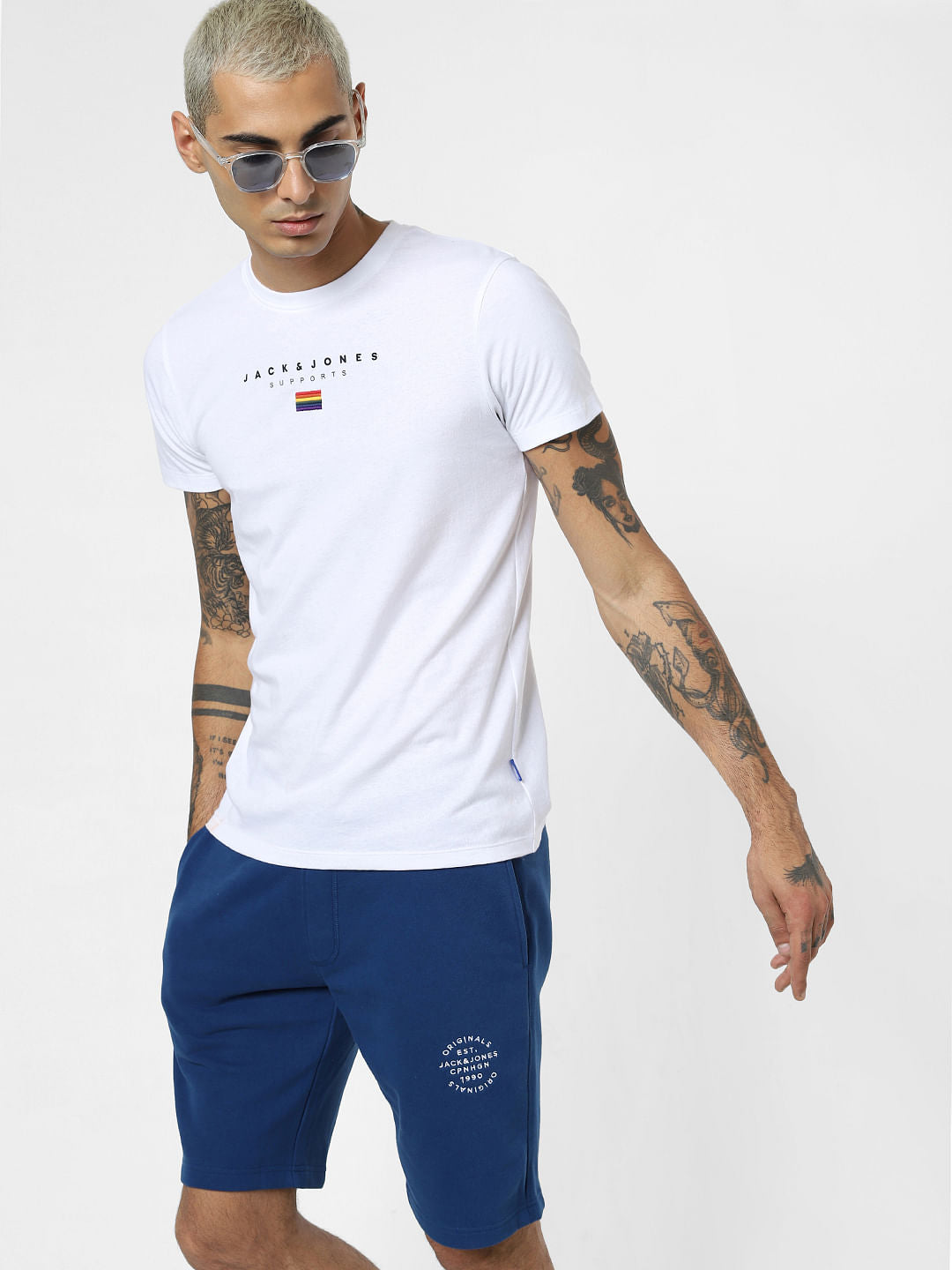 White Pride Embroidered Logo Print T-shirt - S