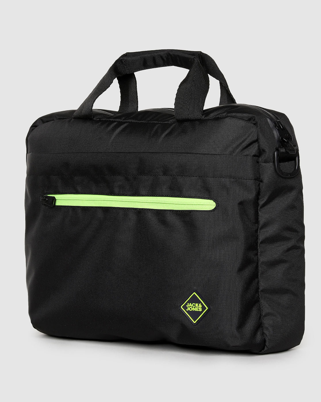 Black Logo Print Laptop Bag