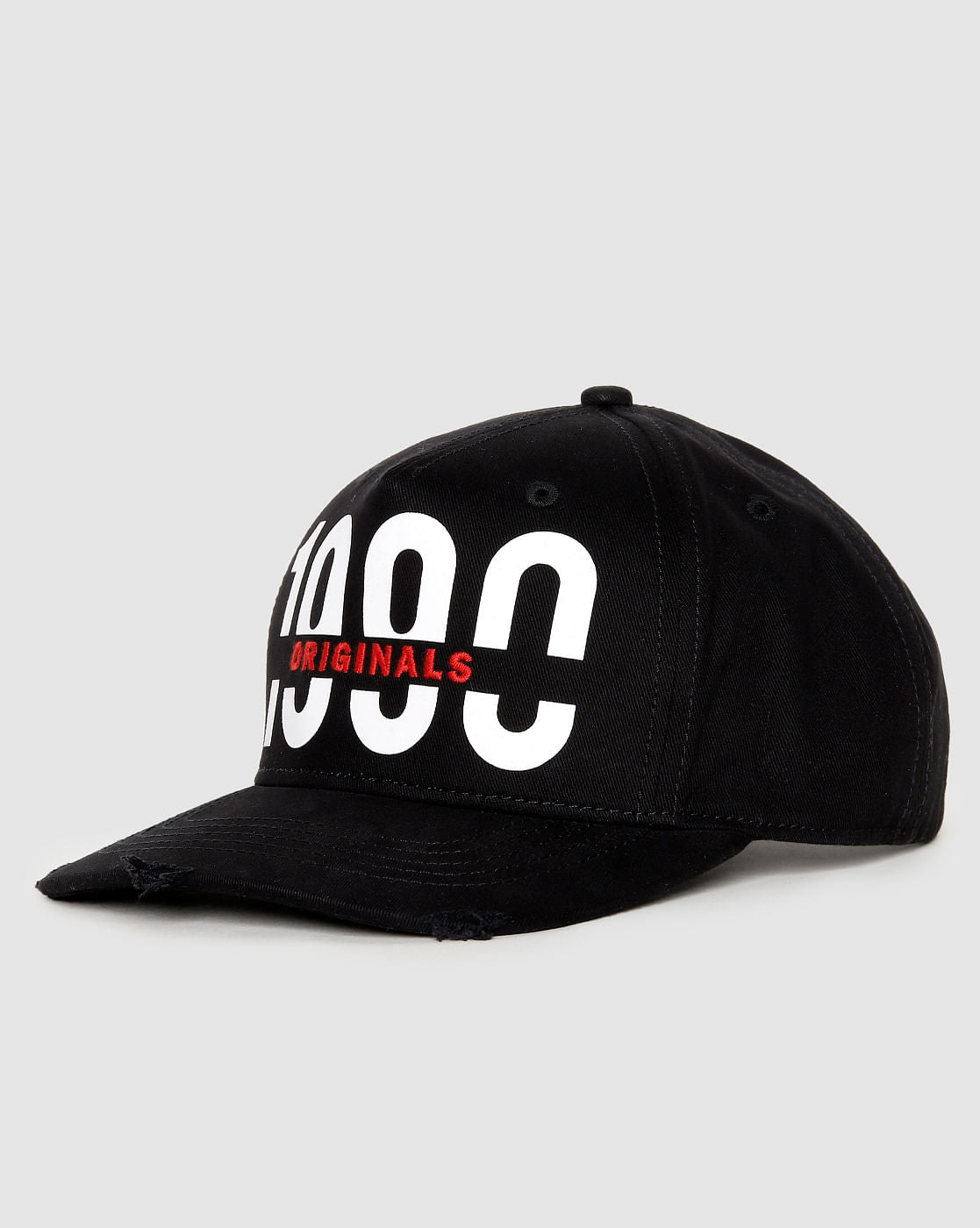 Black Logo Print Baseball Cap