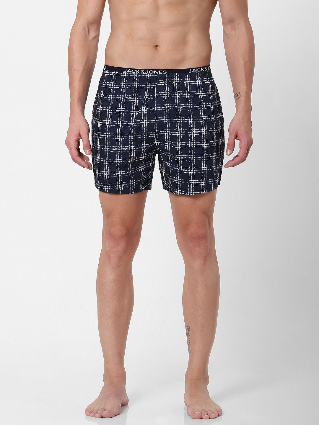 Blue Check Boxers - S
