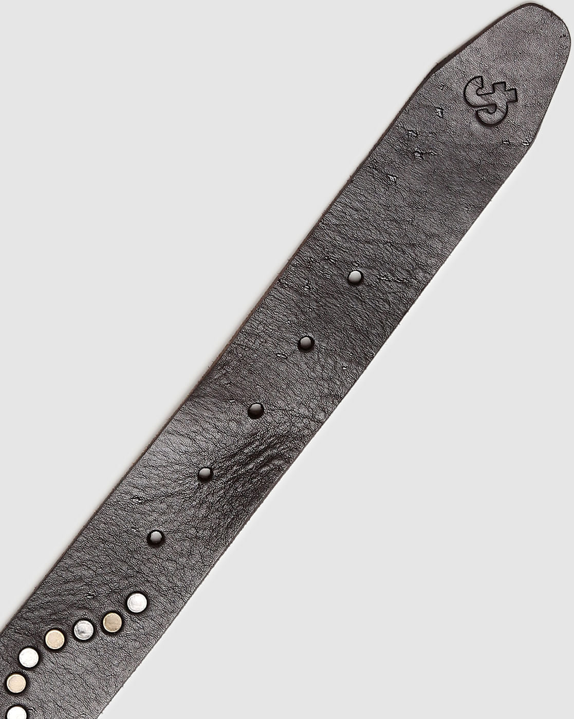 Dark Brown Studded Leather Belt