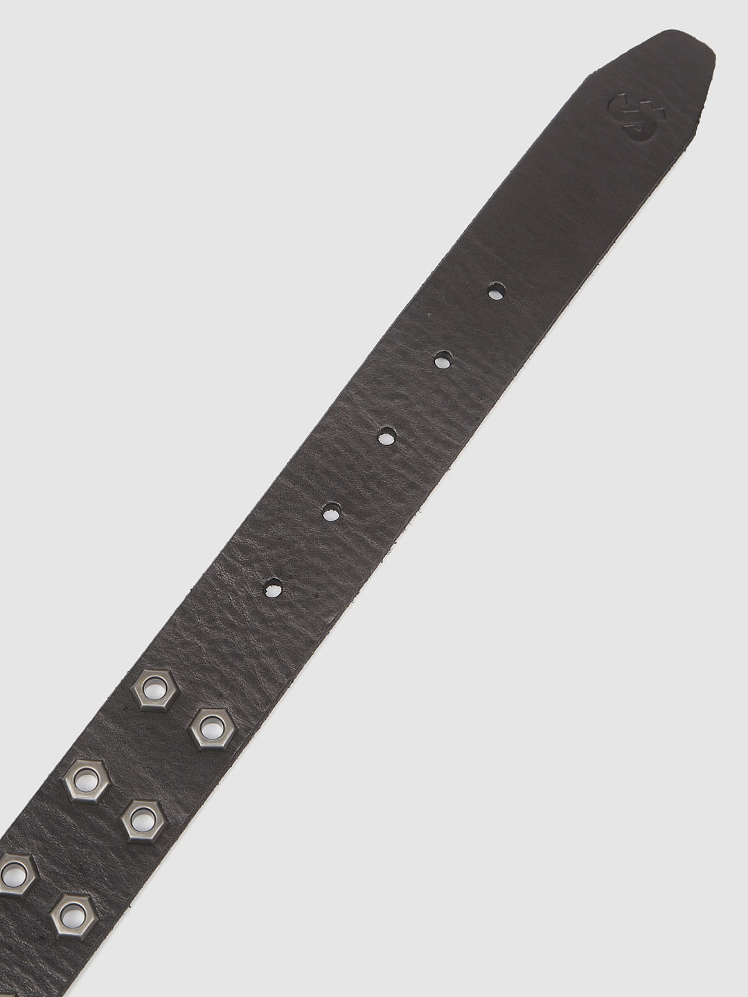 Black Rivet Detail Leather Belt