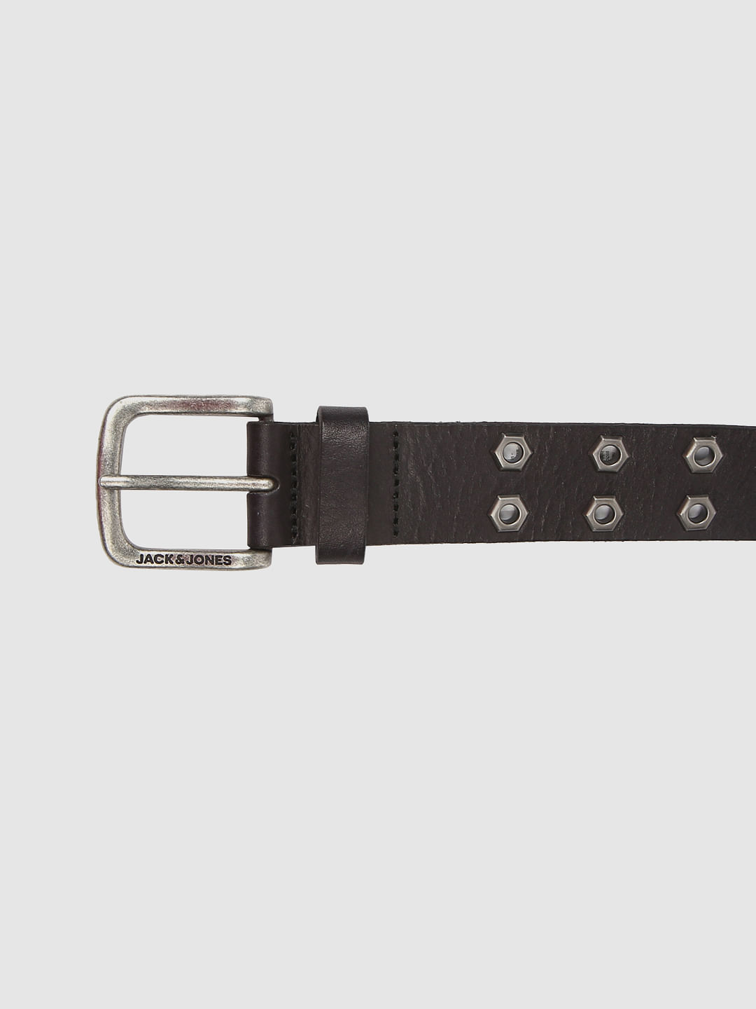 Black Rivet Detail Leather Belt