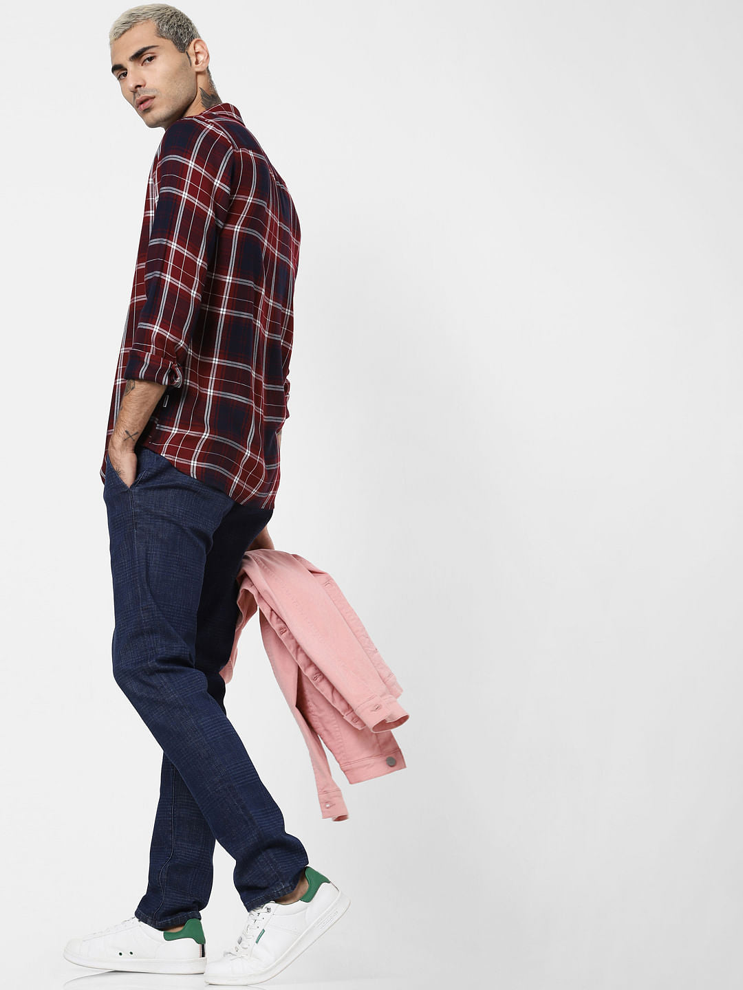 Red Check Full Sleeves Shirt - S