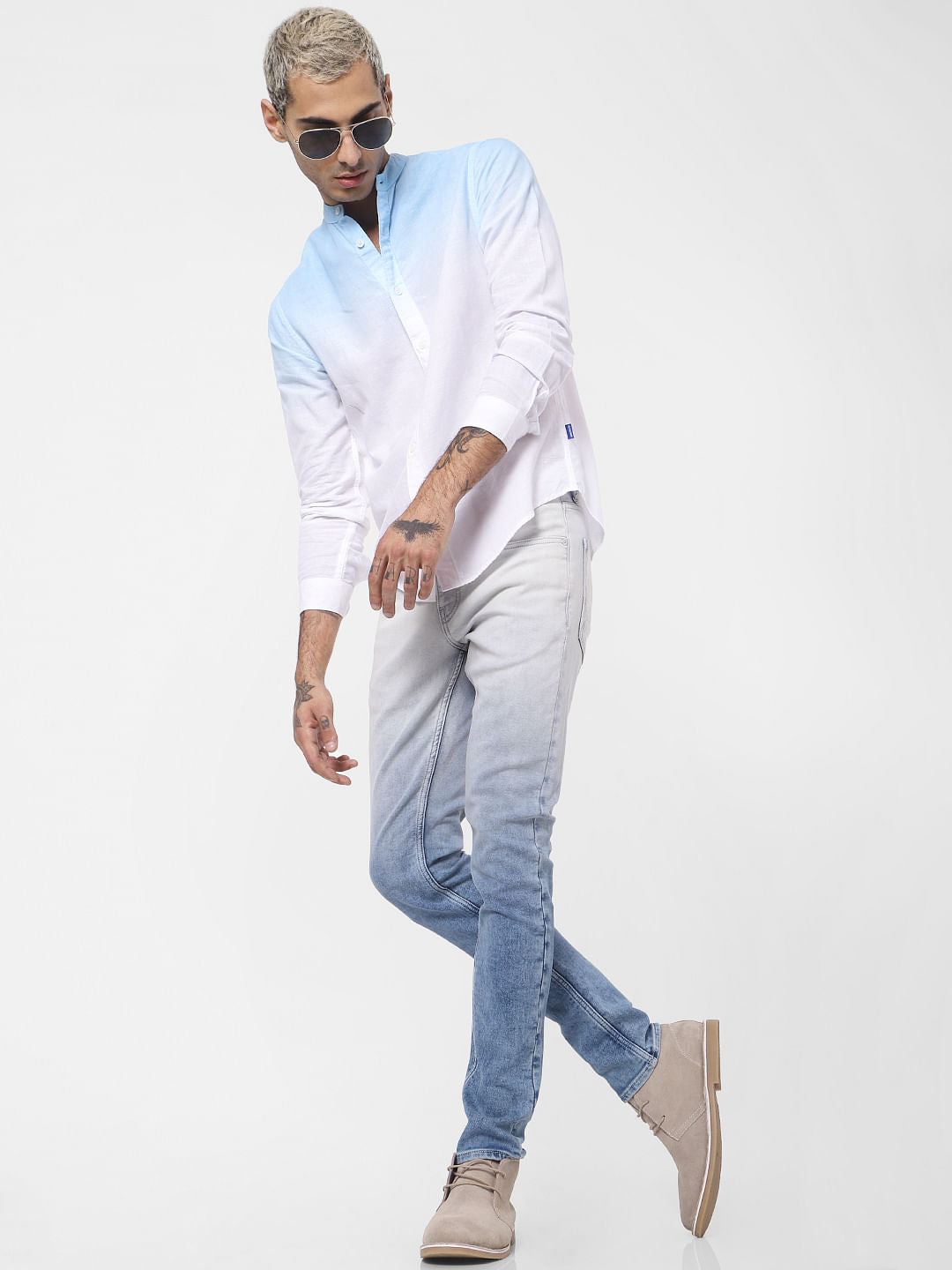 Blue Ombre Full Sleeves Shirt - S