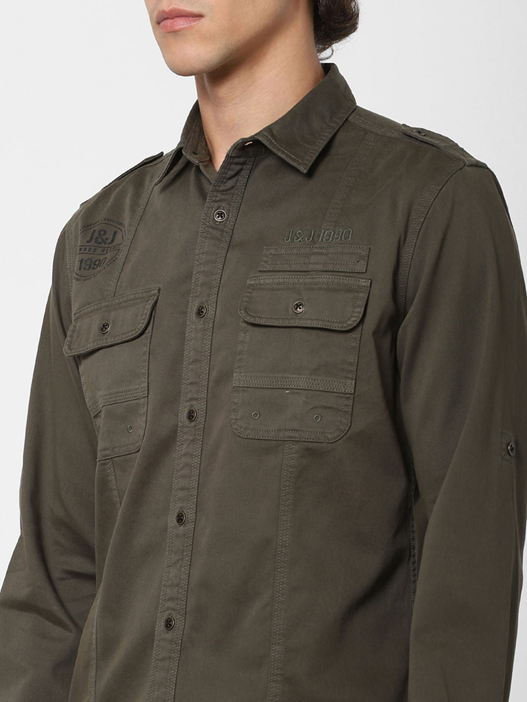 Olive Logo Print Full Sleeves Shirt
