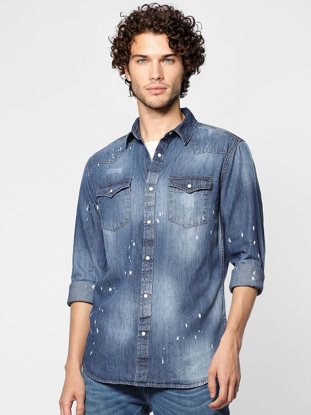 Full Sleeves Indigo Dyed Denim Regular Fit Shirt