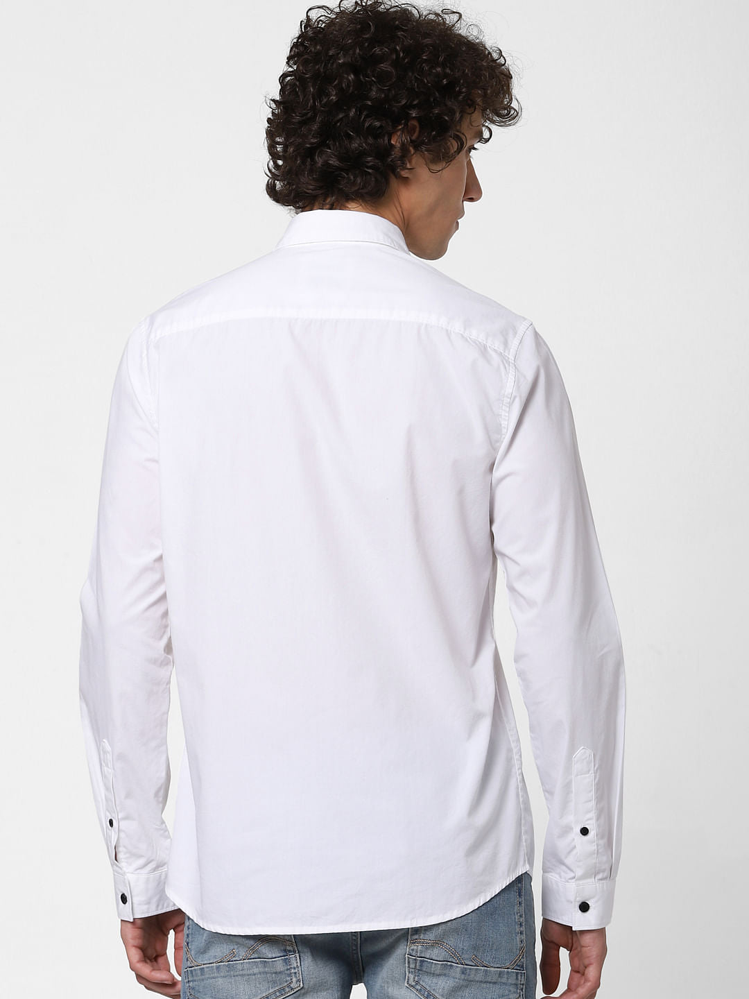White Text Print Full Sleeves Shirt