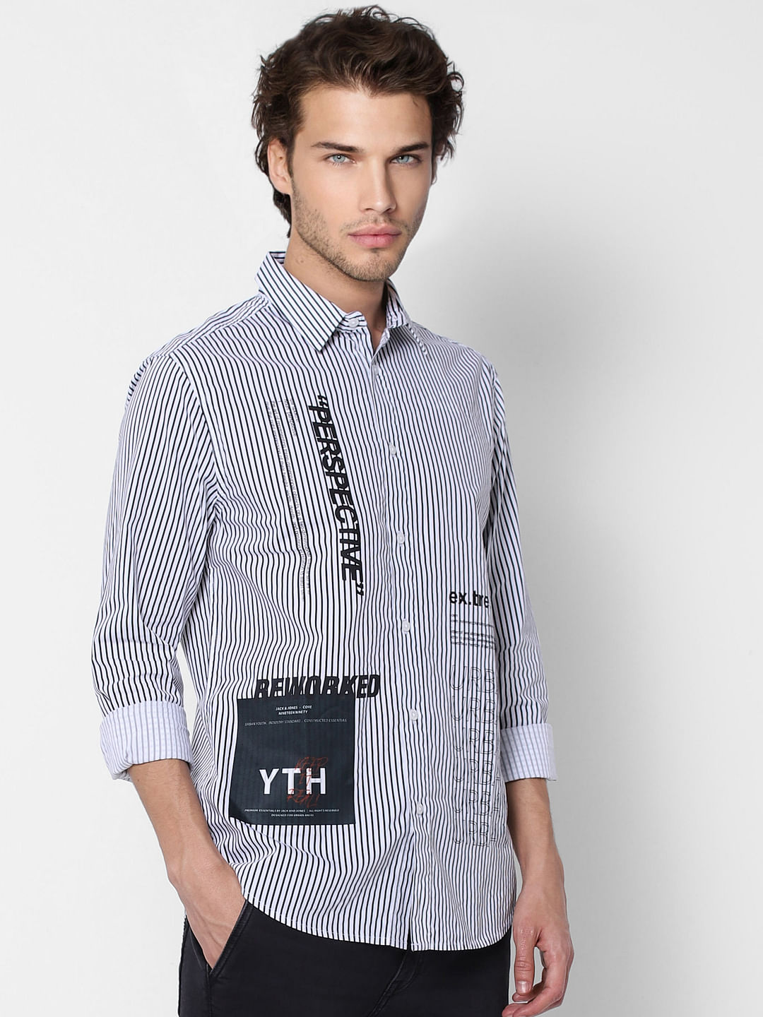 White Striped Full Sleeves Shirt