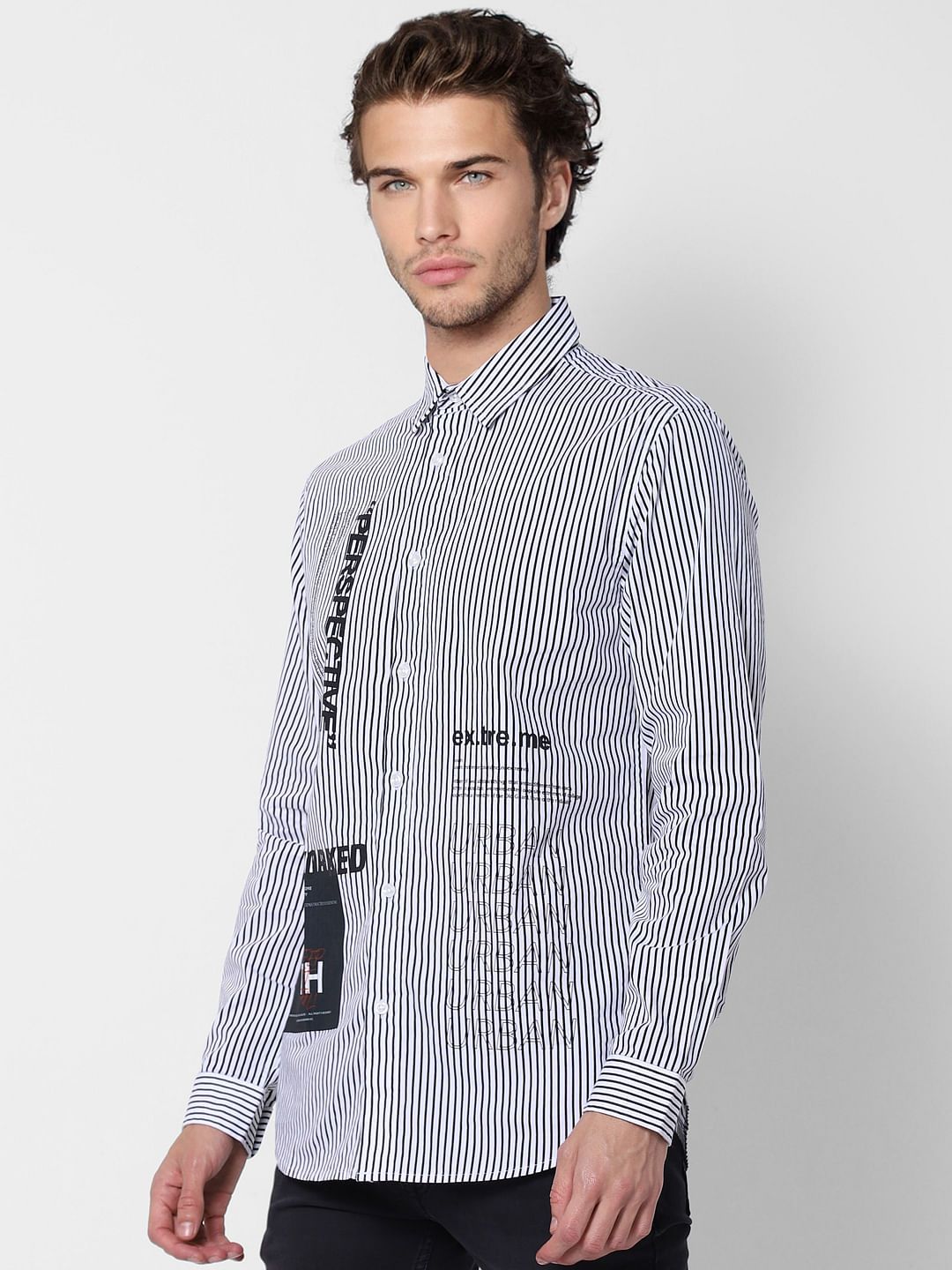White Striped Full Sleeves Shirt
