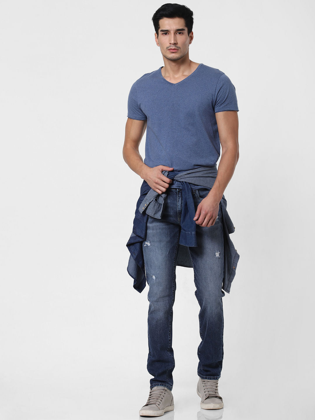 Blue Low Rise Ben Distressed Skinny Jeans - 28/30