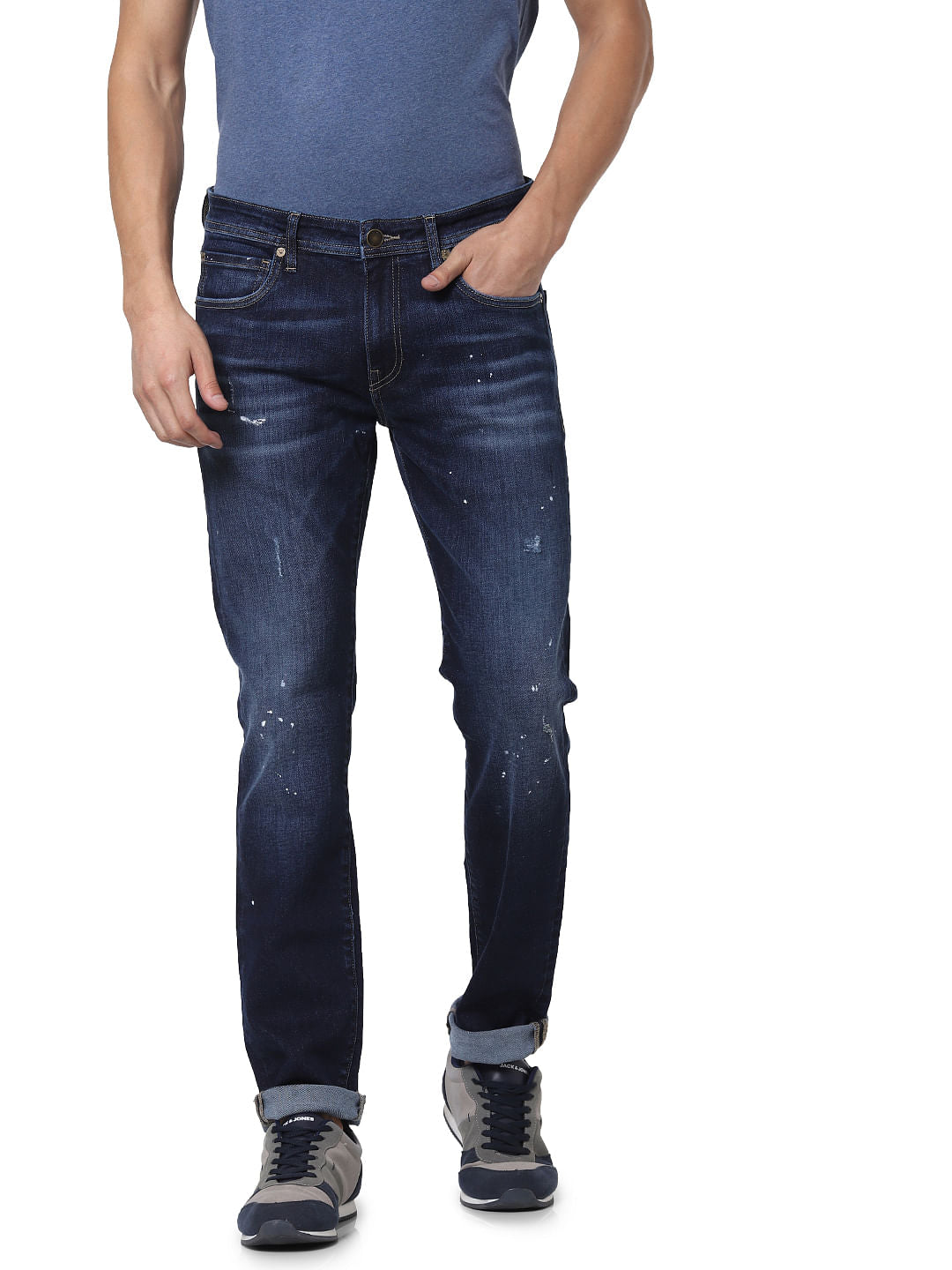 Blue Low Rise Ben Distressed Skinny Jeans