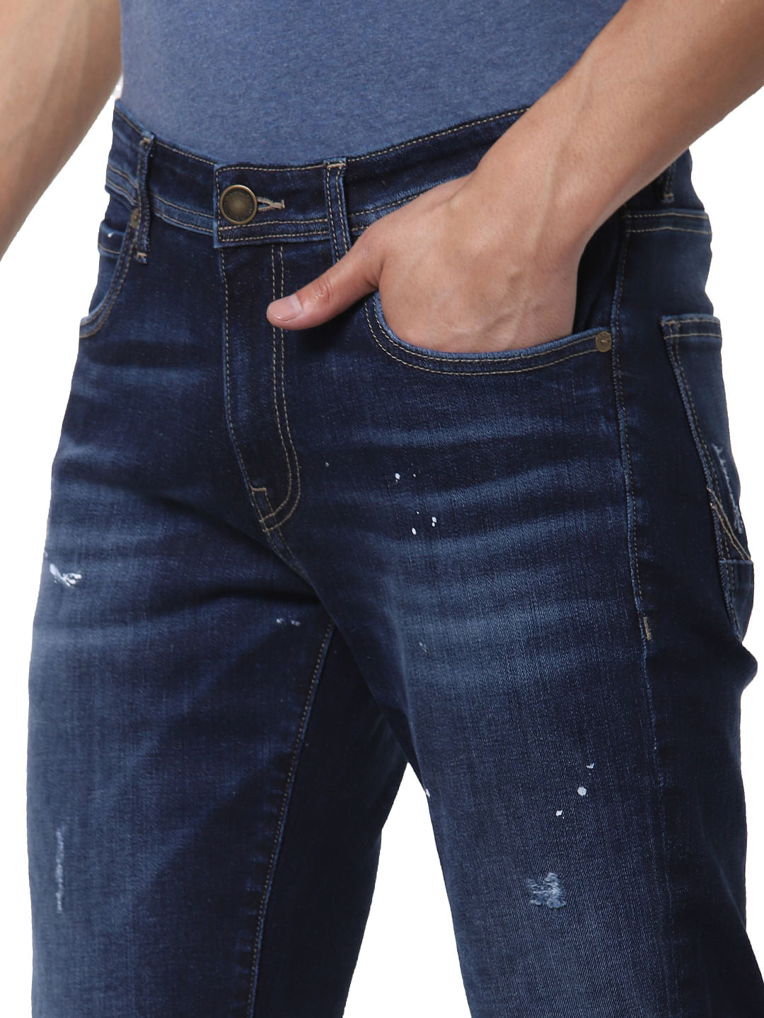 Blue Low Rise Ben Distressed Skinny Jeans