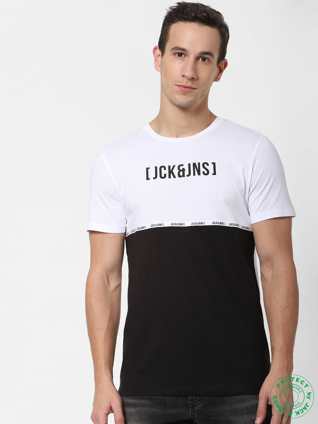 Black Colourblocked Crew Neck T-shirt - S