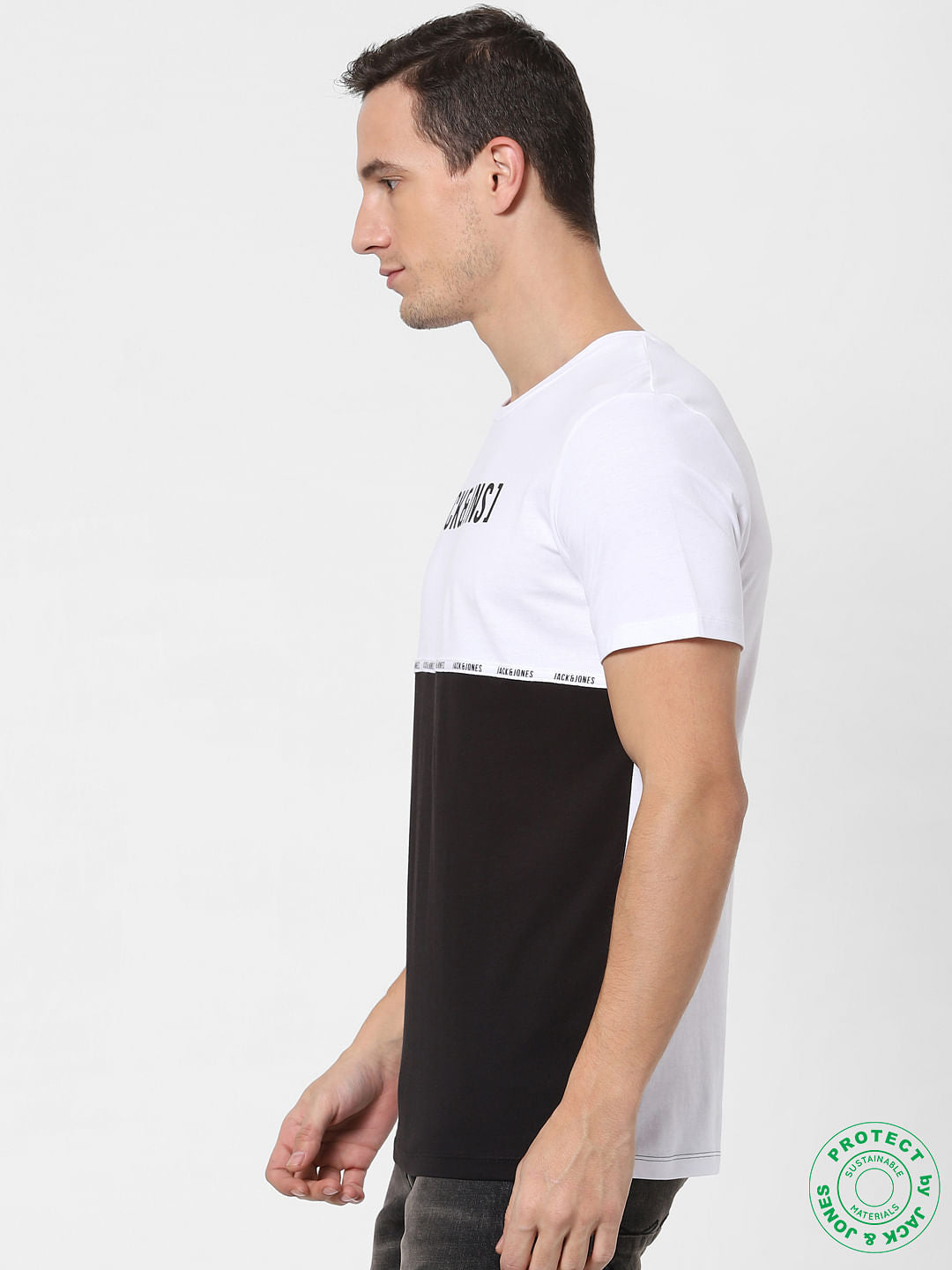 Black Colourblocked Crew Neck T-shirt