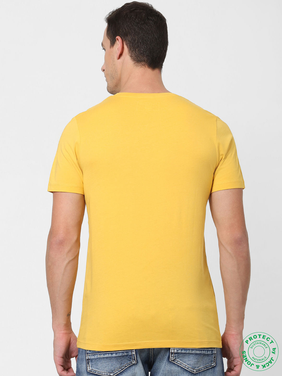Yellow Logo Print Crew Neck T-shirt