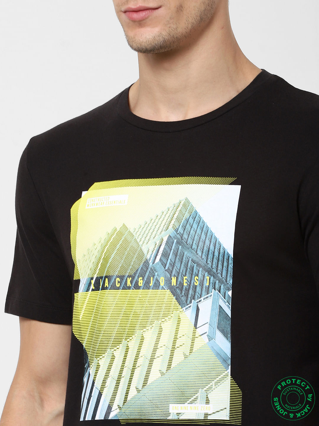 Black Graphic Print Crew Neck T-shirt