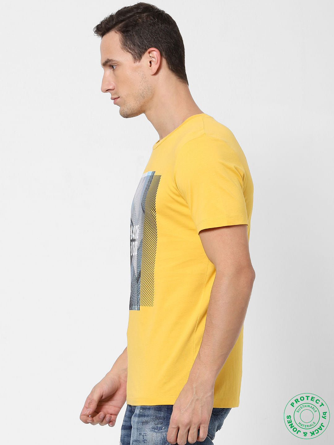 Yellow Graphic Print Crew Neck T-shirt