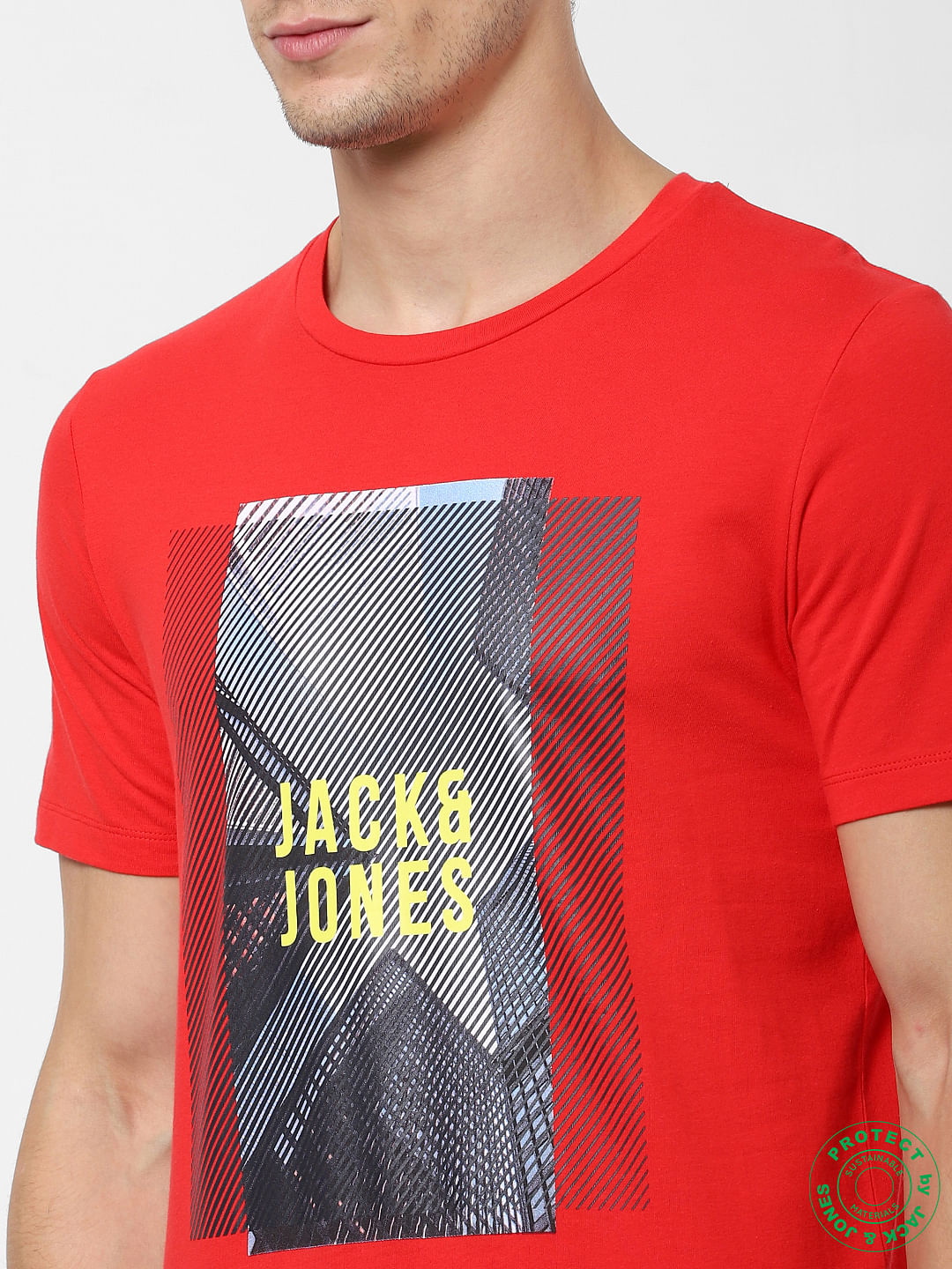 Red Logo Print Crew Neck T-shirt