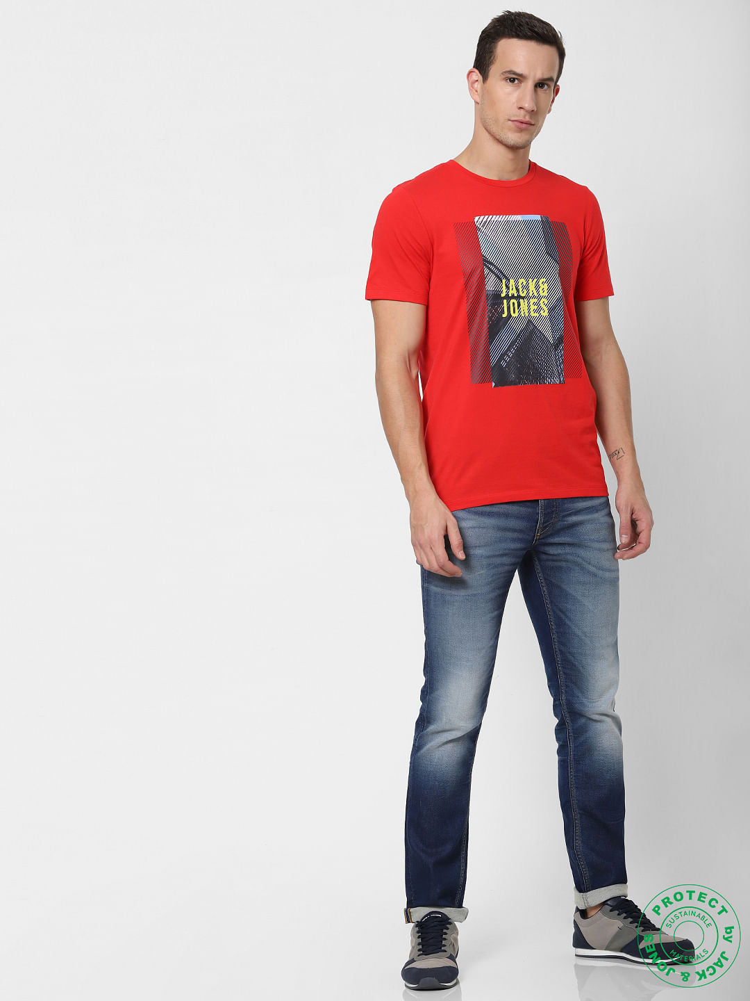 Red Logo Print Crew Neck T-shirt