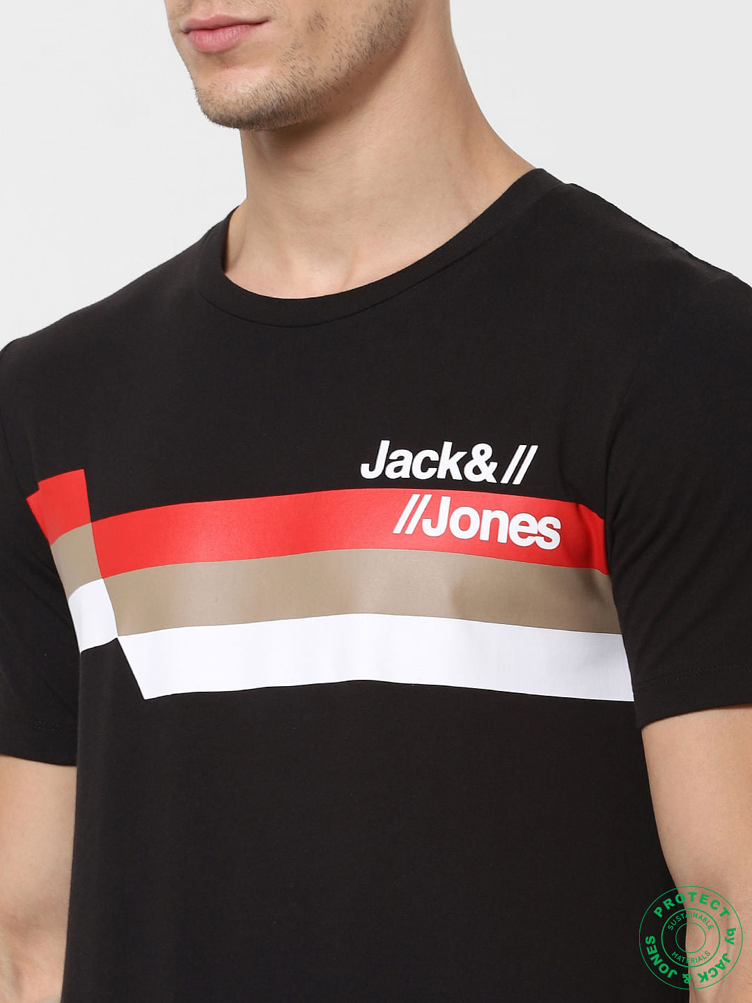 Black Logo Print Crew Neck T-shirt