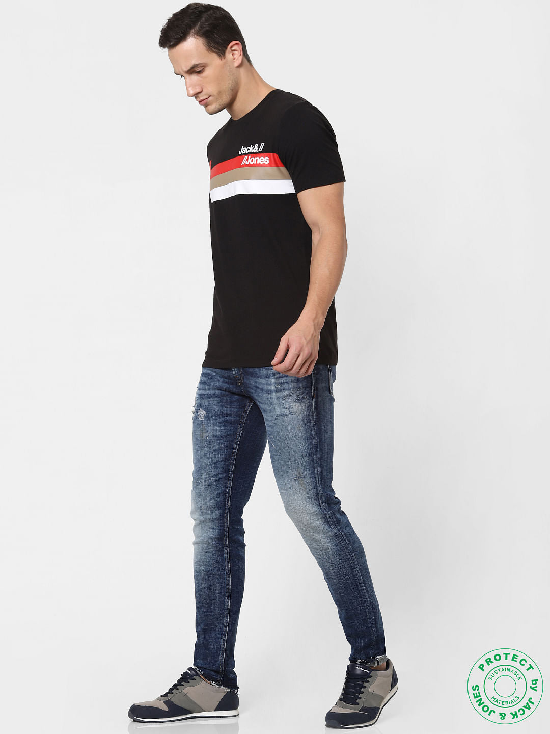 Black Logo Print Crew Neck T-shirt