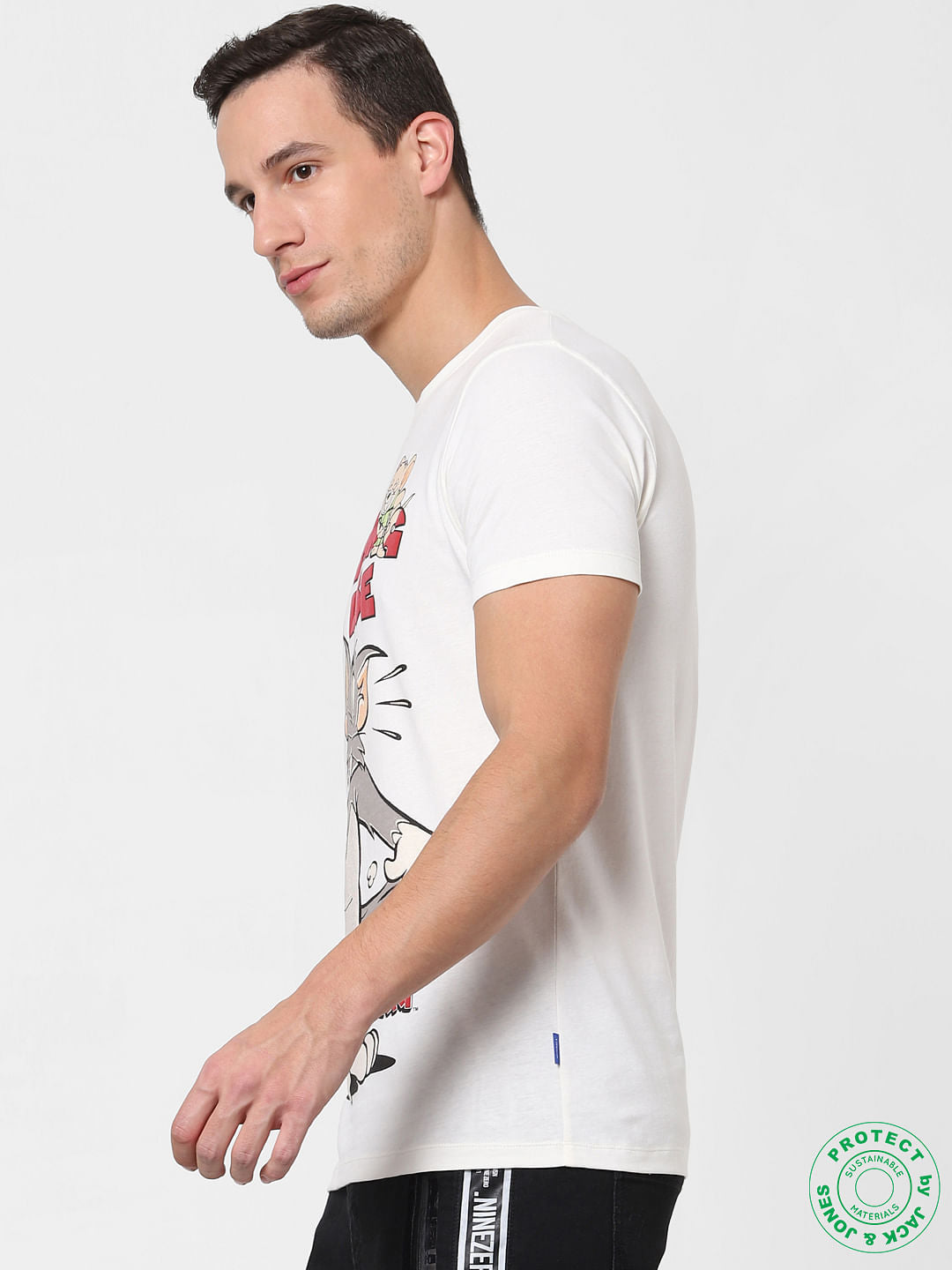 Navy Blue Logo Print Crew Neck T-shirt