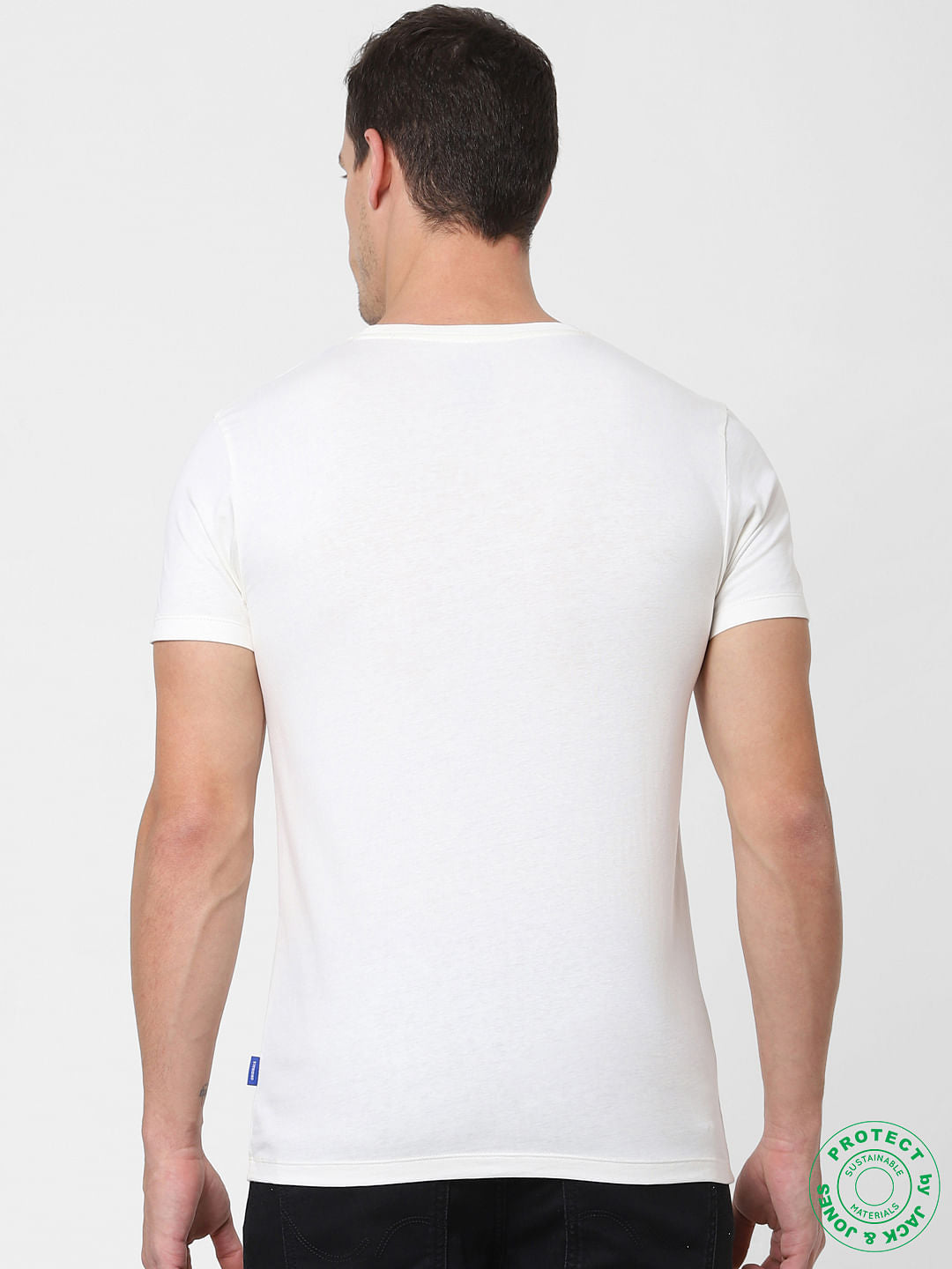 Navy Blue Logo Print Crew Neck T-shirt