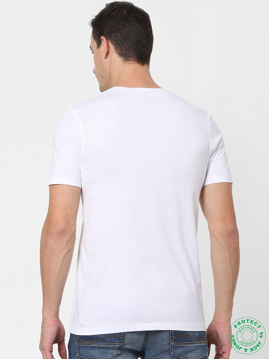 White Logo Print Crew Neck T-shirt