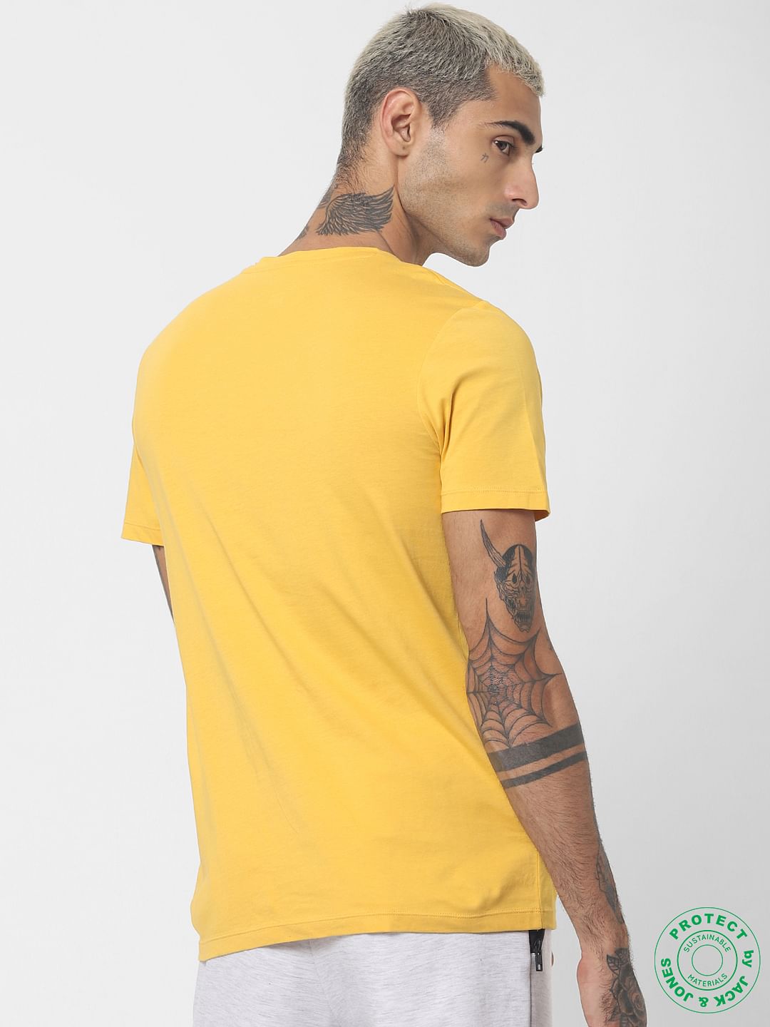 Yellow Graphic Print Crew Neck T-shirt