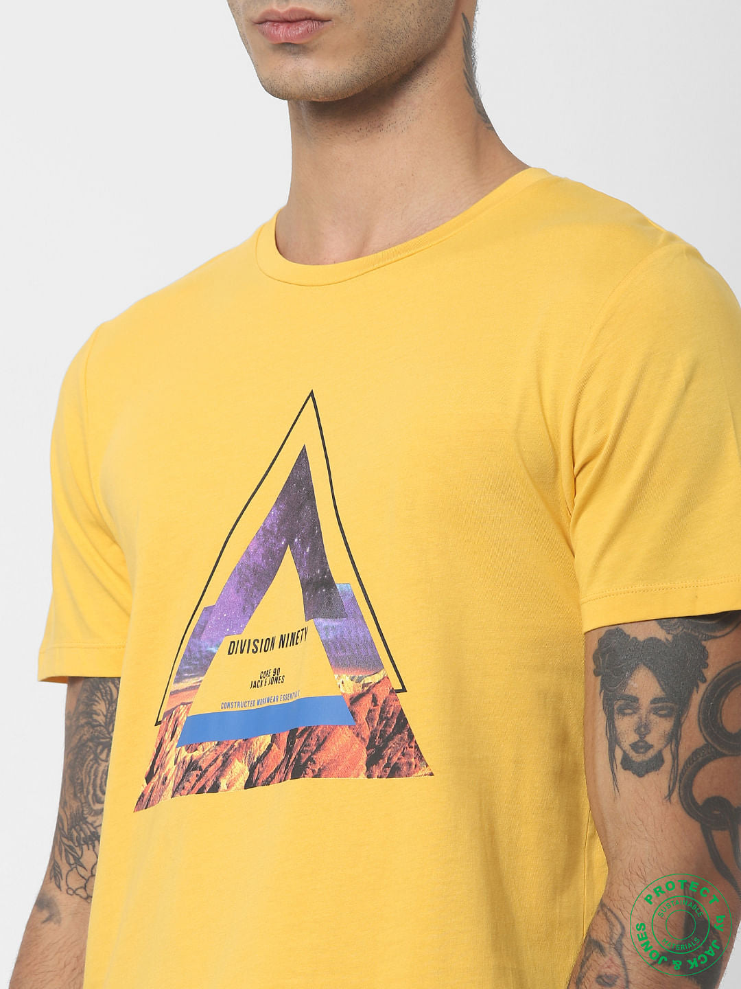 Yellow Graphic Print Crew Neck T-shirt