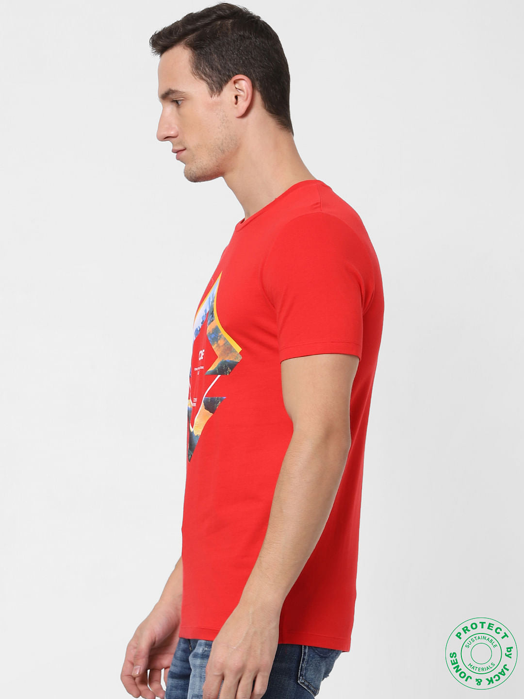 Red Graphic Print Crew Neck T-shirt