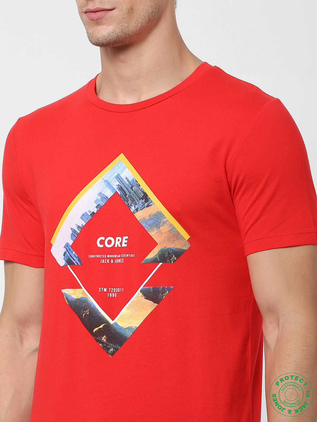 Red Graphic Print Crew Neck T-shirt