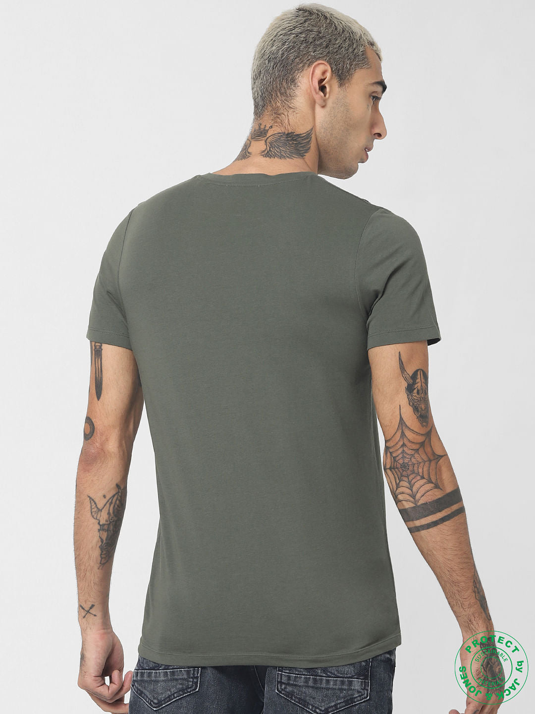 Green Slogan Print Crew Neck T-shirt
