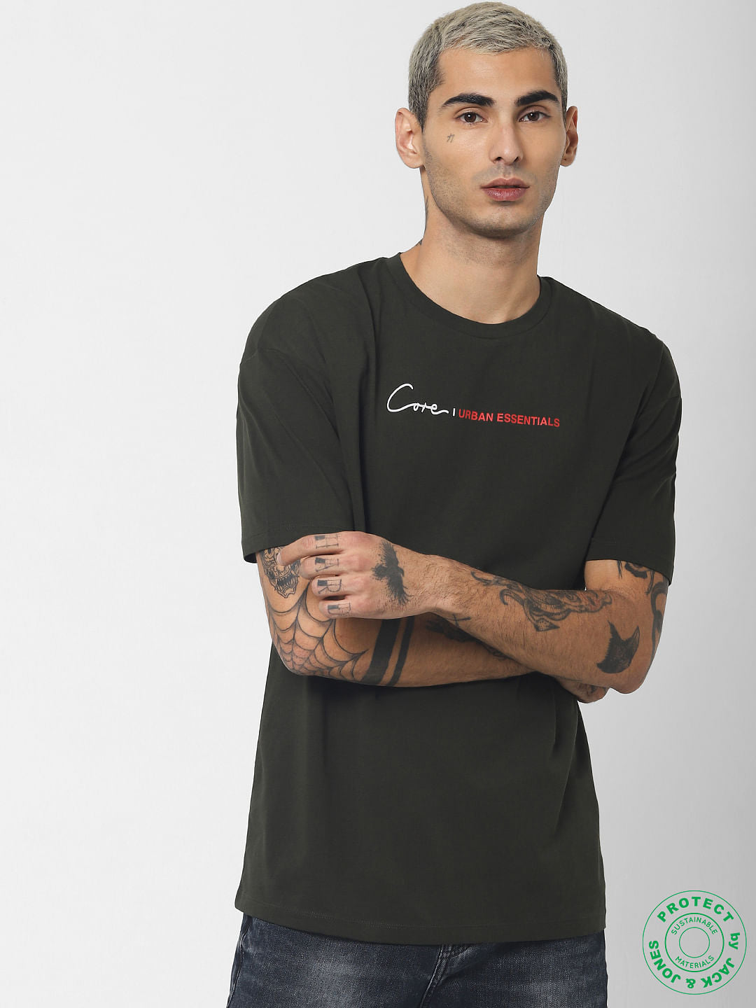 Green Logo Print Crew Neck T-shirt - S
