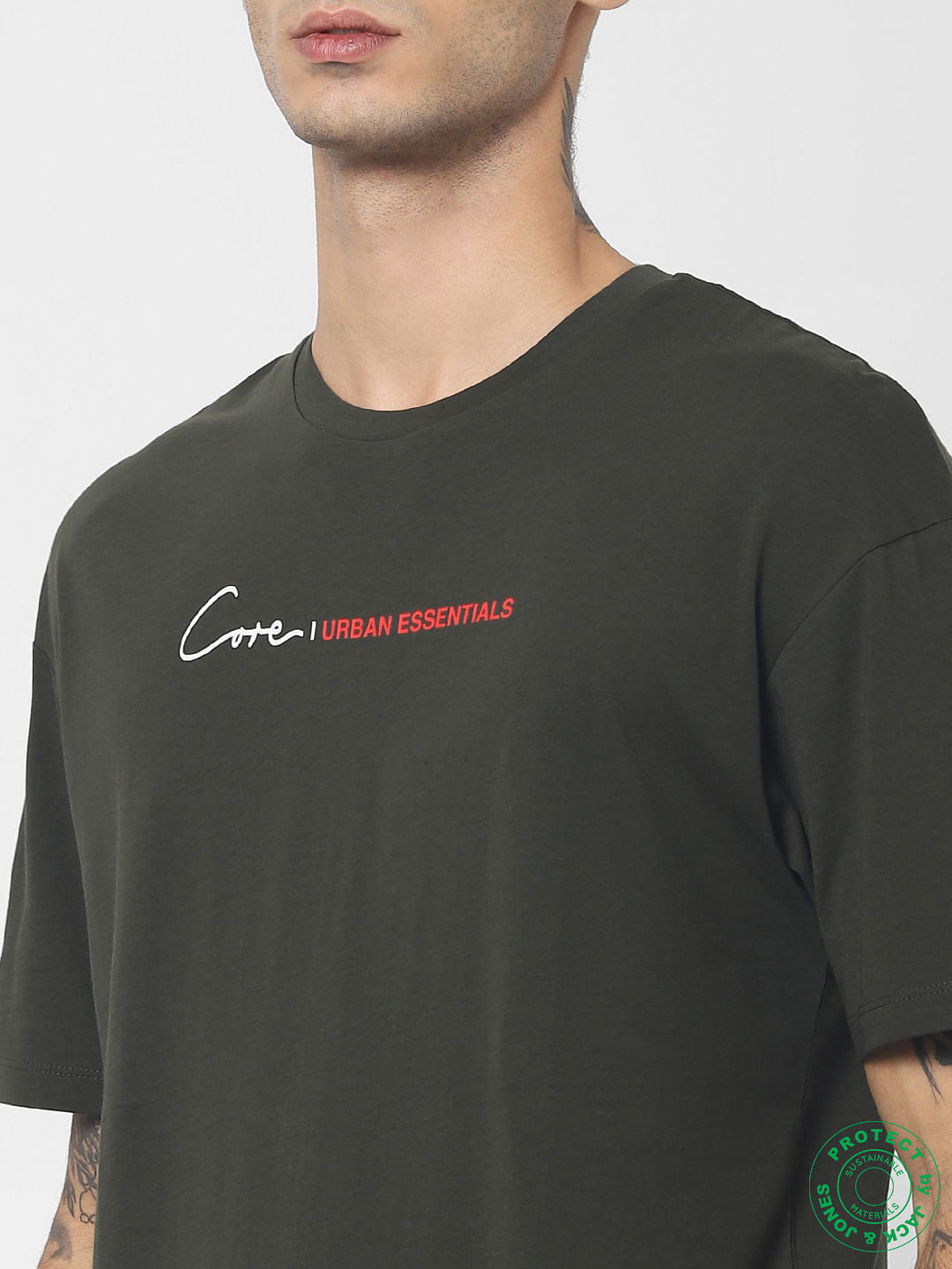 Green Logo Print Crew Neck T-shirt