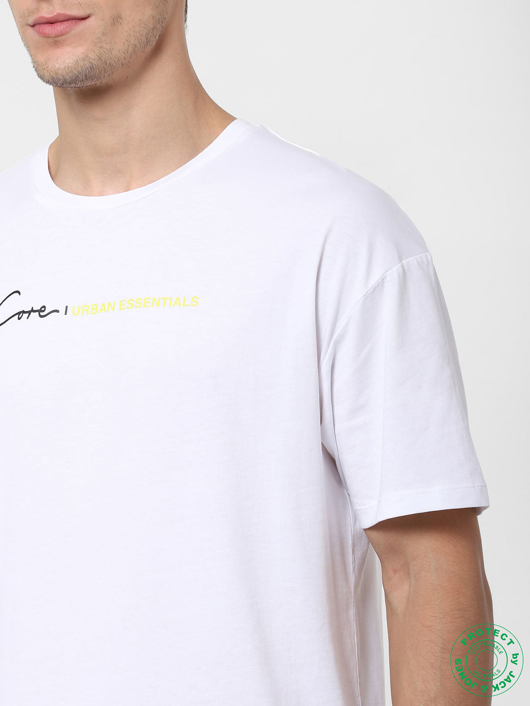 White Logo Print Crew Neck T-shirt