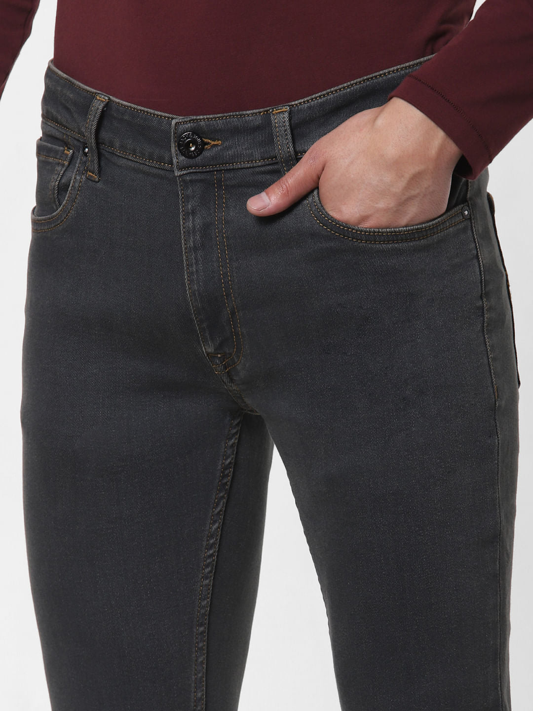 Grey Low Rise Ben Washed Skinny Jeans