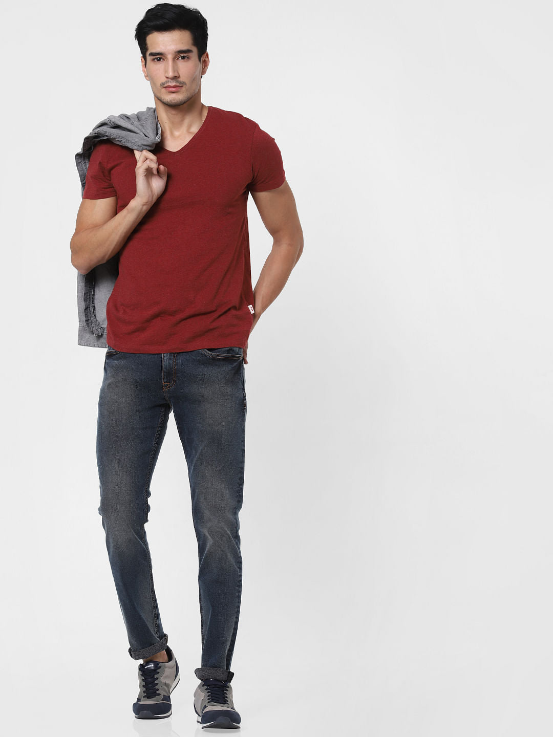 Dark Blue Low Rise Liam Washed Skinny Jeans - 28/30