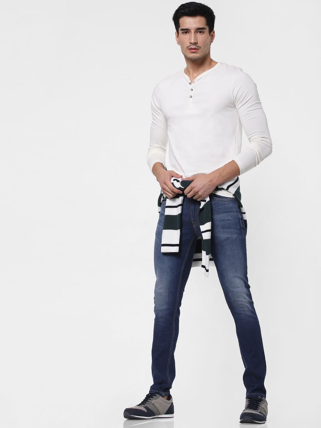 Dark Blue Low Rise Liam Washed Skinny Jeans - 28/30