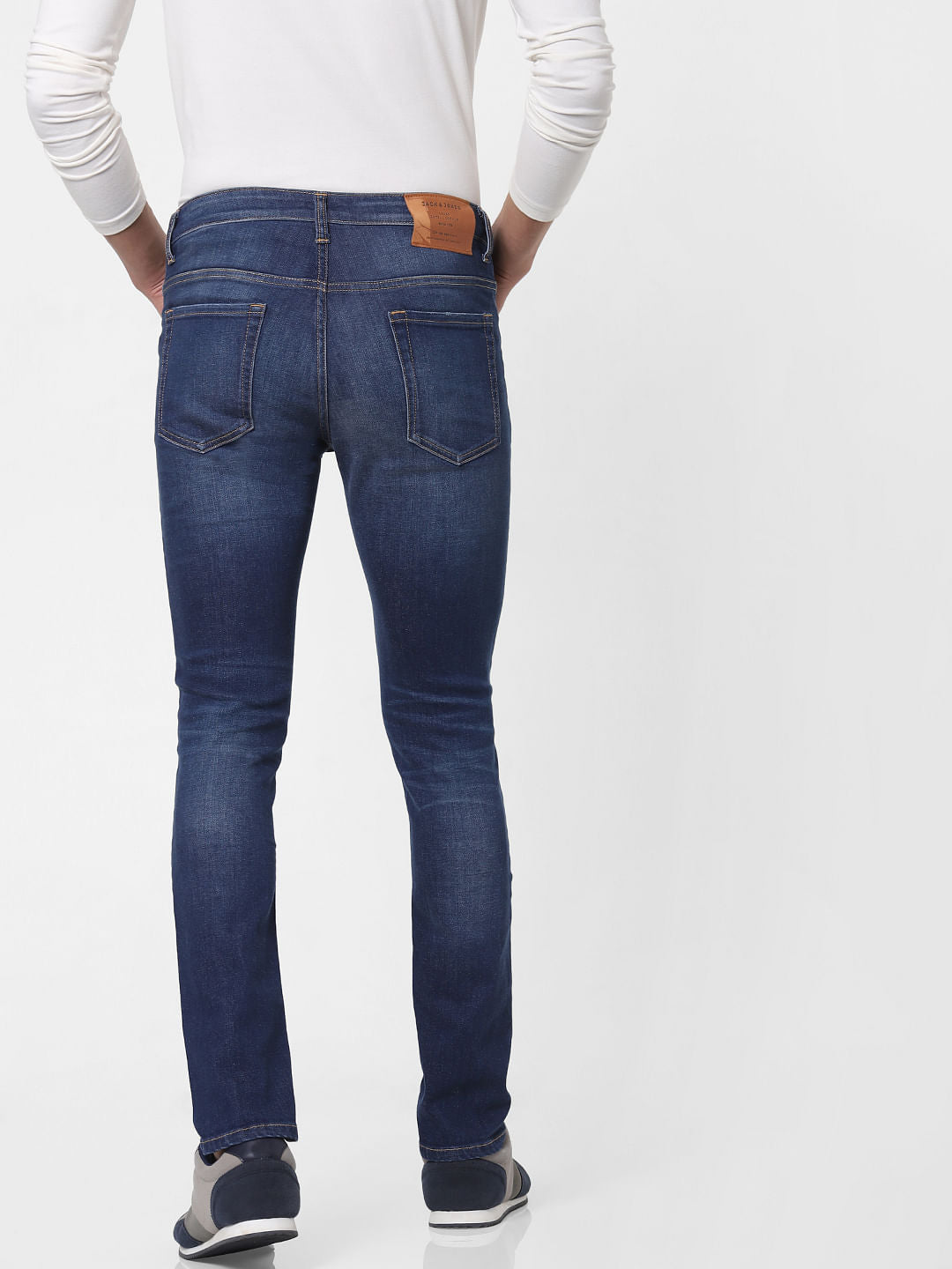Dark Blue Low Rise Liam Washed Skinny Jeans