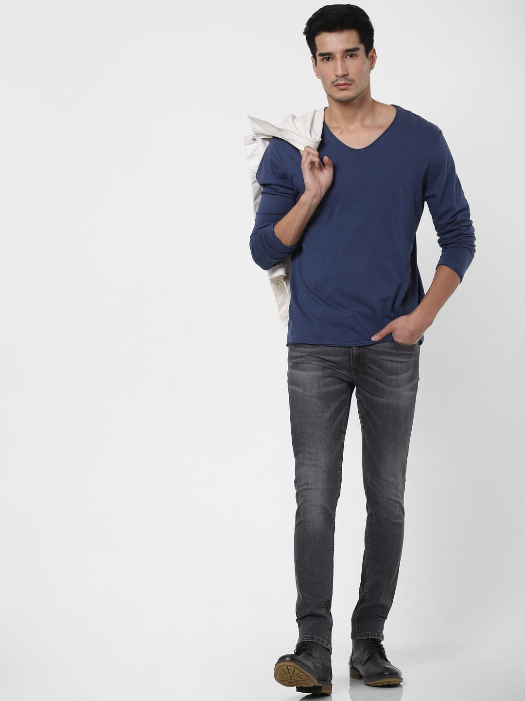 Black Low Rise Ben Washed Skinny Fit Jeans - 28/30