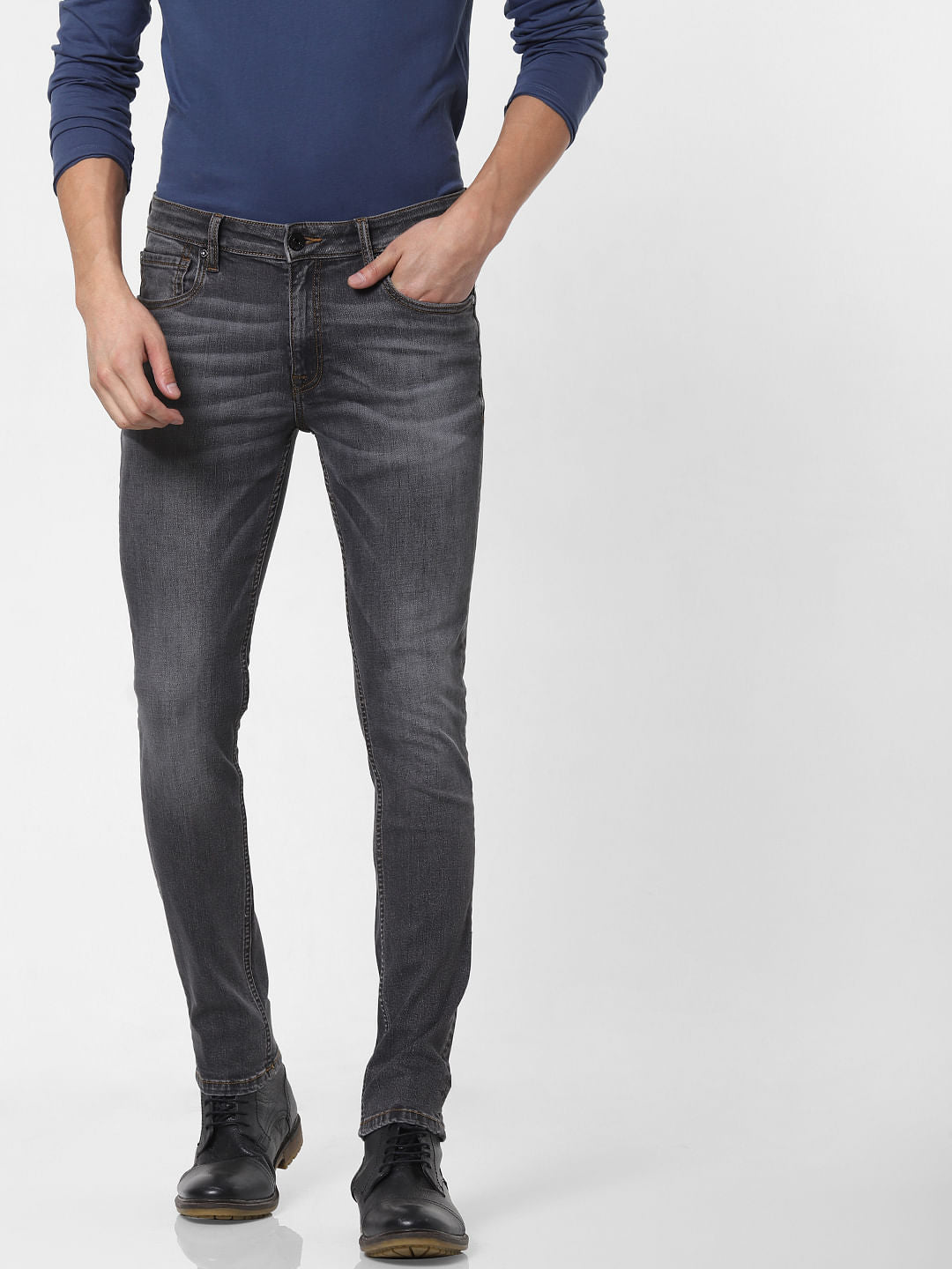 Black Low Rise Ben Washed Skinny Fit Jeans