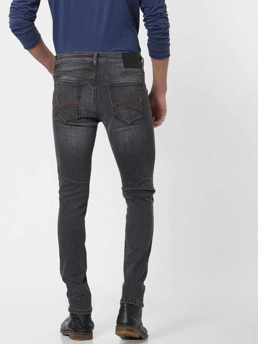 Black Low Rise Ben Washed Skinny Fit Jeans