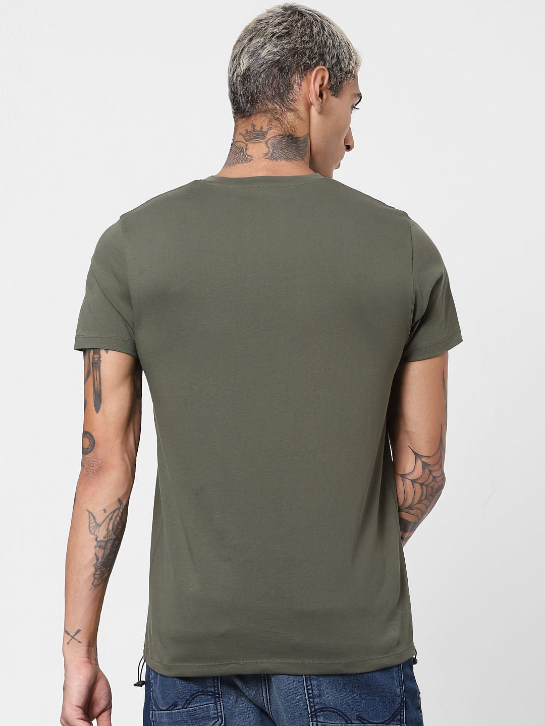 Green Patch Pocket Crew Neck T-shirt