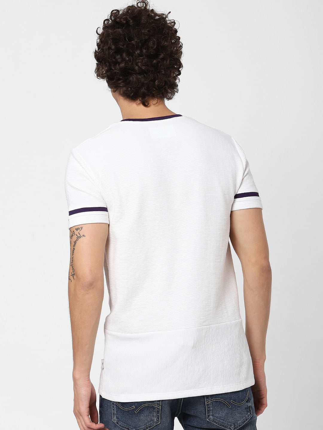 White Logo Print Crew Neck T-shirt