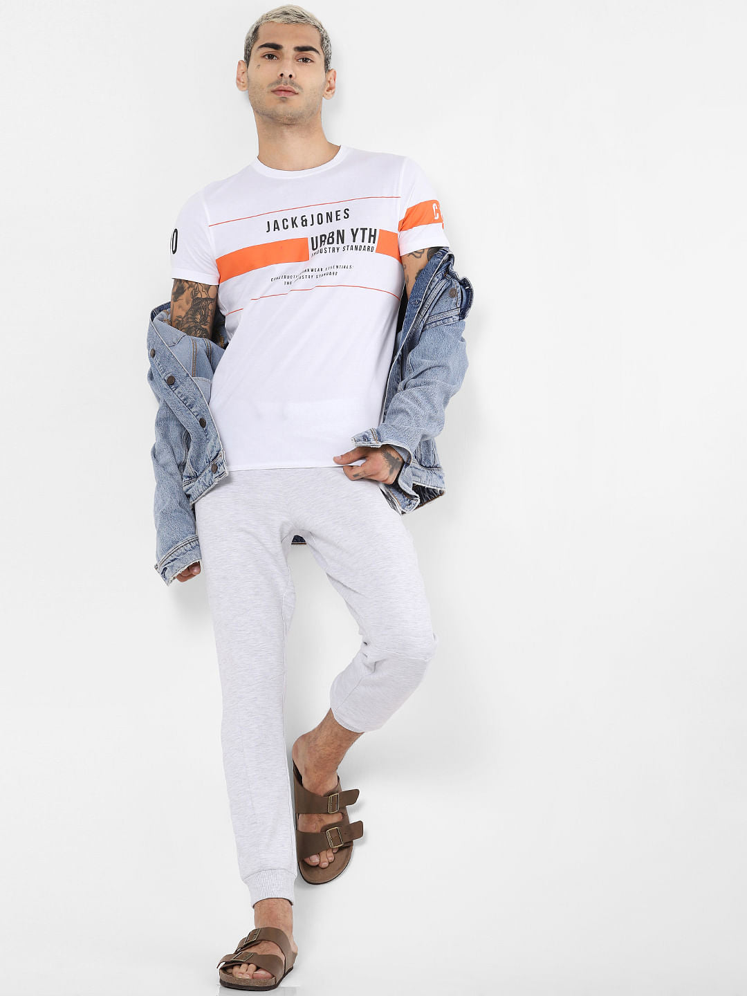 White Logo Print Crew Neck T-shirt - S